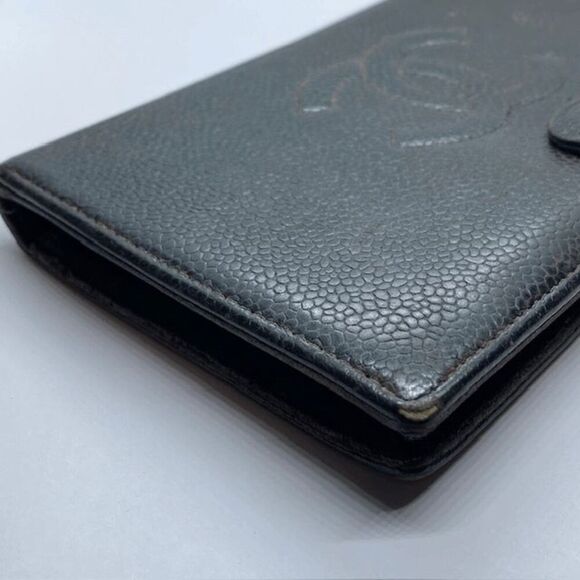Authentic Vintage Chanel Black Caviar Leather Long Designer Wallet - Picture 11 of 16